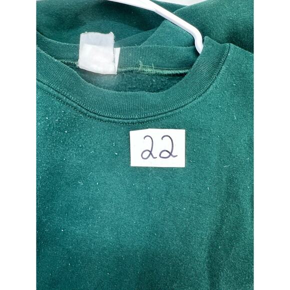 Hanes Sweatshirt Size Unknown Solid Green Fleece Long Sleeve Pullover Crewneck - Picture 9 of 9